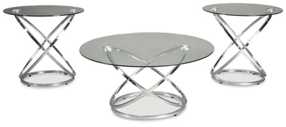 Hollynyx - Chrome Finish - Occasional Table Set (Set of 3) - Hornell Furniture Outlet
