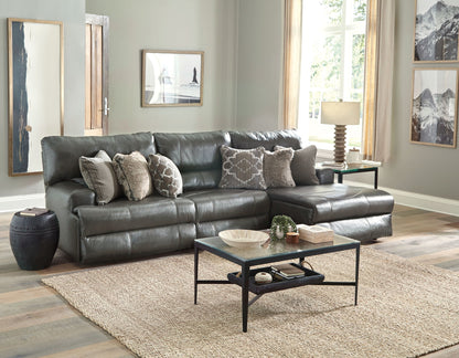 Como - 3 Piece Italian Leather Match Reclining Sectional - Hornell Furniture Outlet