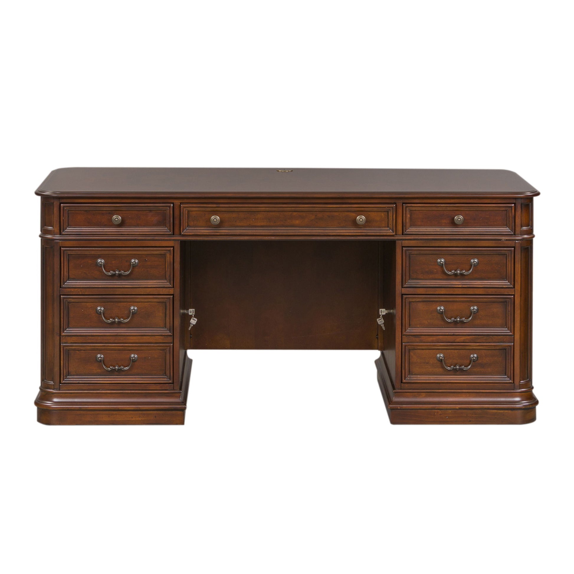 Brayton Manor - 5 Piece Home Office Jr Executive Set - Dark Brown - Hornell Furniture Outlet