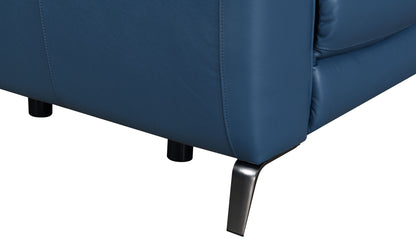 Sansa - Dual Power Reclining Loveseat With Console - Blue - Hornell Furniture Outlet