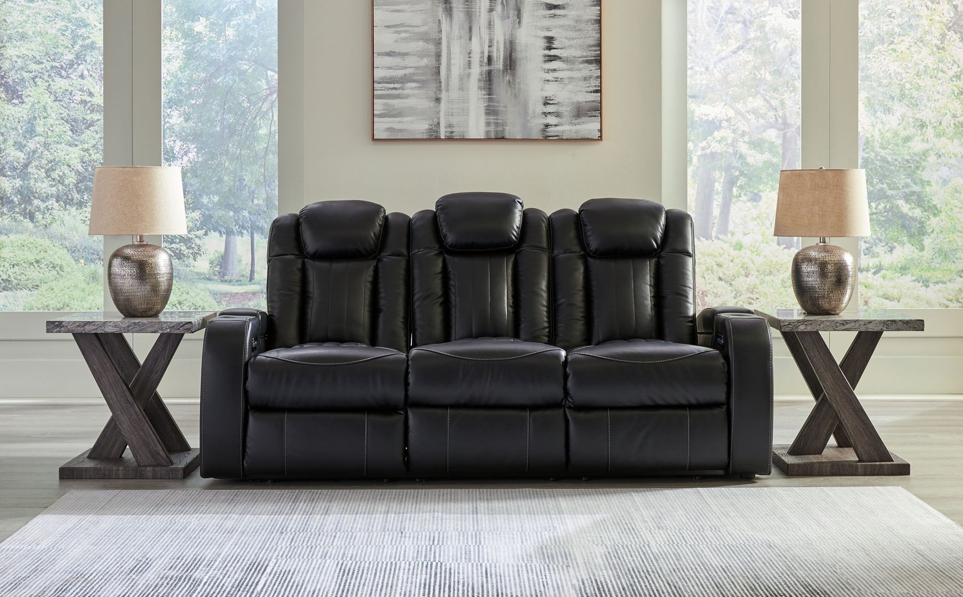 Caveman Den - Midnight - Power Reclining Sofa With Adj Headrest - Hornell Furniture Outlet
