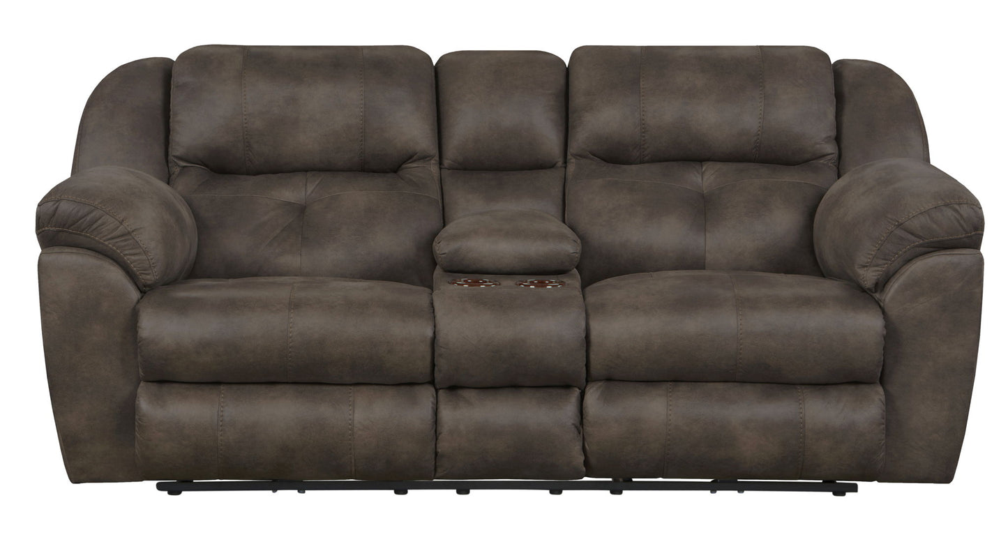 Ferrington - Power Lay Flat Reclining Console Loveseat with Power Adjustable Headrest & Lumbar - Hornell Furniture Outlet
