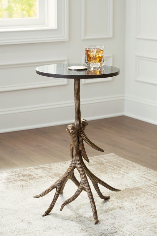 Lemkins - Black / Antique Gold Finish - Accent Table - Hornell Furniture Outlet