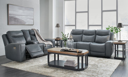 Mindanao - Steel - 2 Pc. - Power Reclining Sofa, Power Reclining Loveseat with Console - Hornell Furniture Outlet