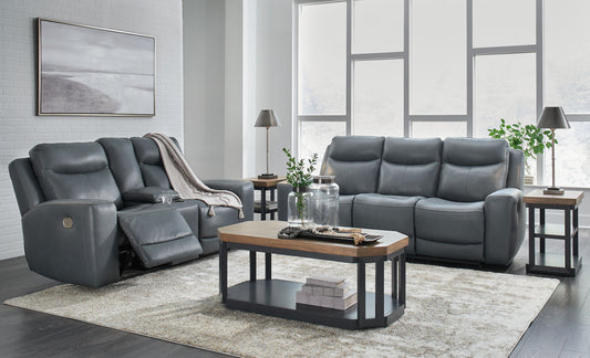 Mindanao - Steel - 2 Pc. - Power Reclining Sofa, Power Reclining Loveseat with Console - Hornell Furniture Outlet