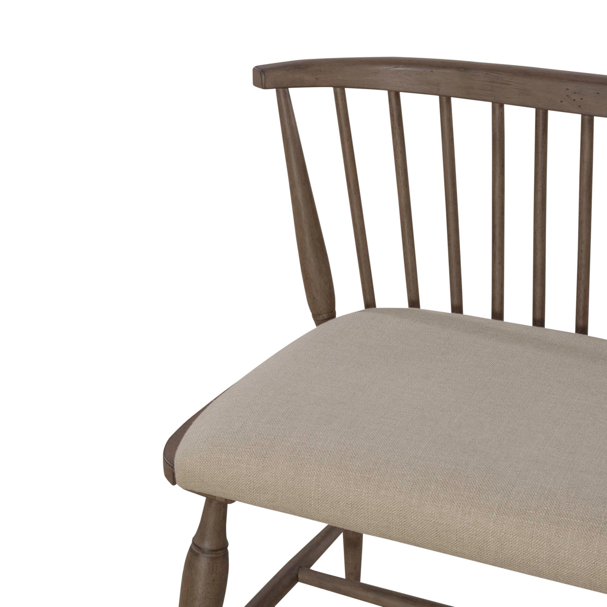 Americana Farmhouse - Upholstered Seat Windsor Bench (RTA) - Light Brown - Hornell Furniture Outlet