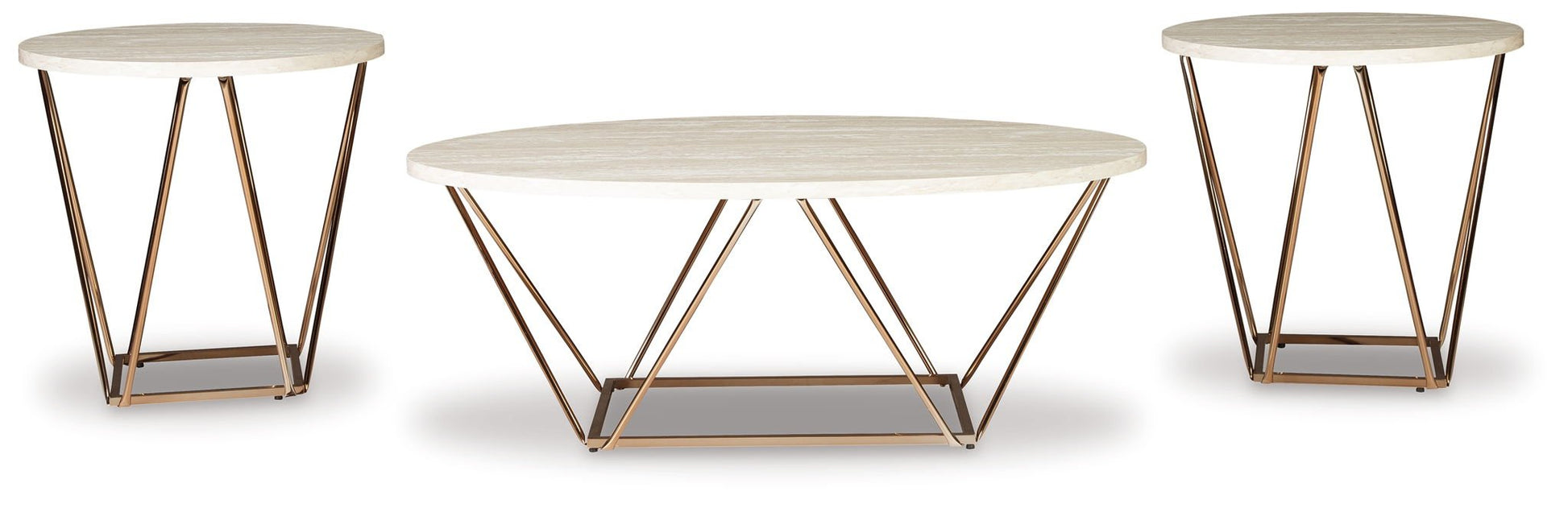 Tarica - Occasional Table Set (Set of 3) - White / Metallic - Hornell Furniture Outlet