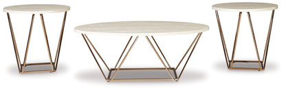 Tarica - Occasional Table Set (Set of 3) - White / Metallic - Hornell Furniture Outlet