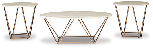 Tarica - Occasional Table Set (Set of 3) - White / Metallic - Hornell Furniture Outlet