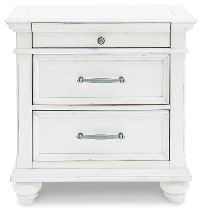 Kanwyn - Whitewash - Three Drawer Night Stand - Hornell Furniture Outlet