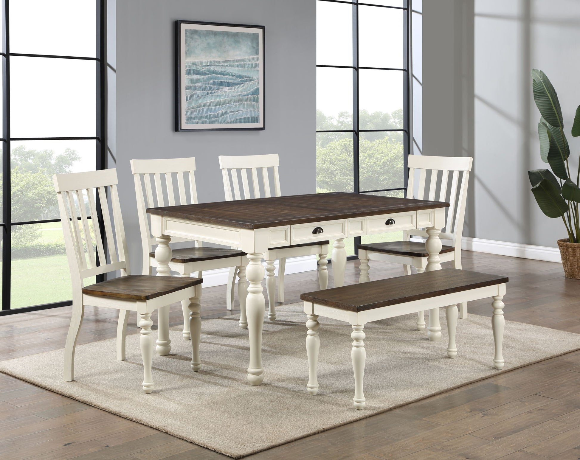 Joanna - Bench - Two Tone - Hornell Furniture Outlet
