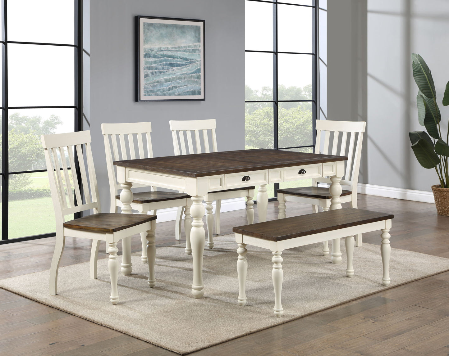 Joanna - Dining Set With Two Tone Table - Hornell Furniture Outlet