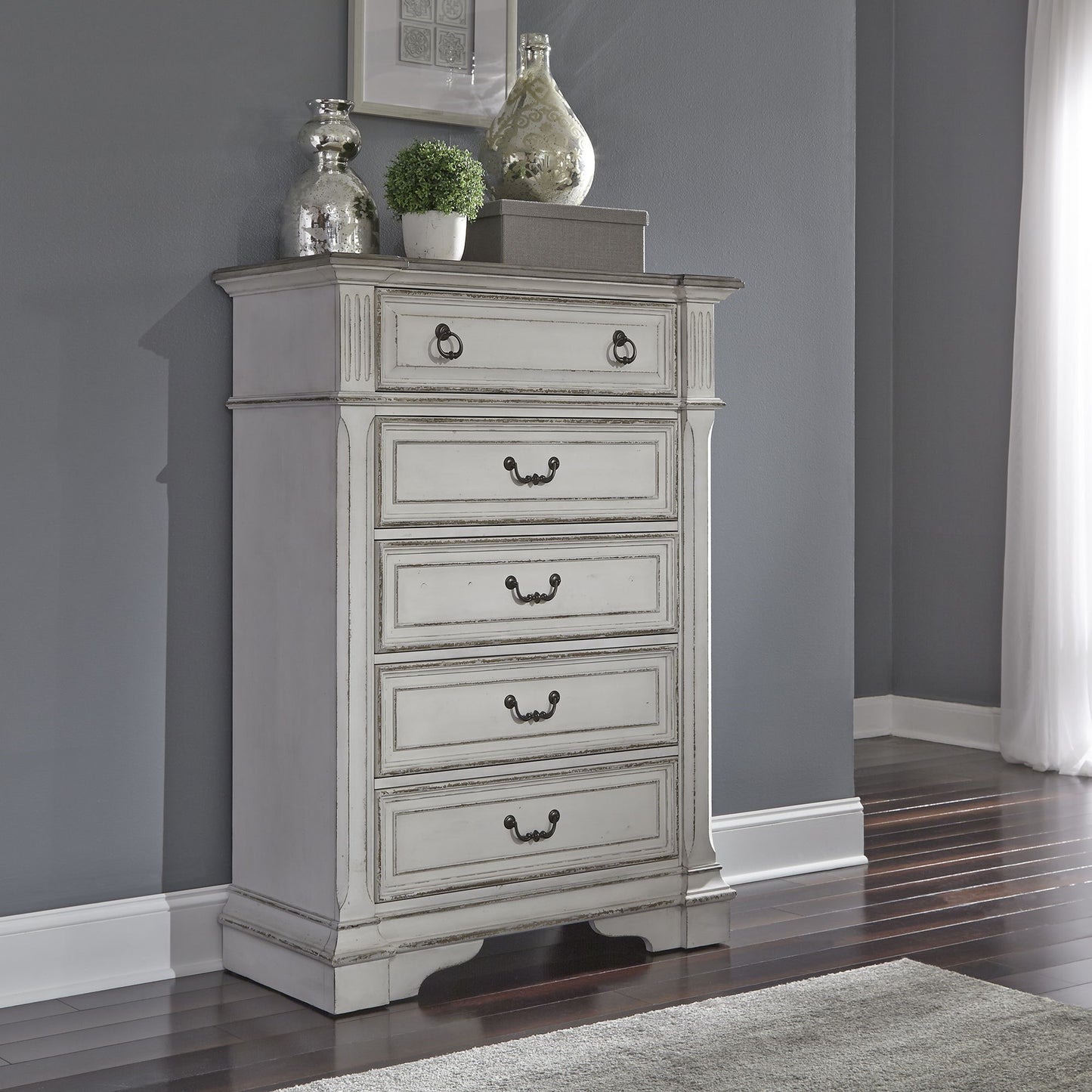 Abbey Park - 5 Drawer Chest - White - Hornell Furniture Outlet