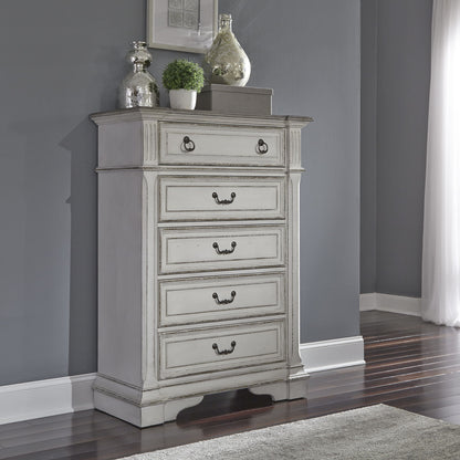 Abbey Park - 5 Drawer Chest - White - Hornell Furniture Outlet