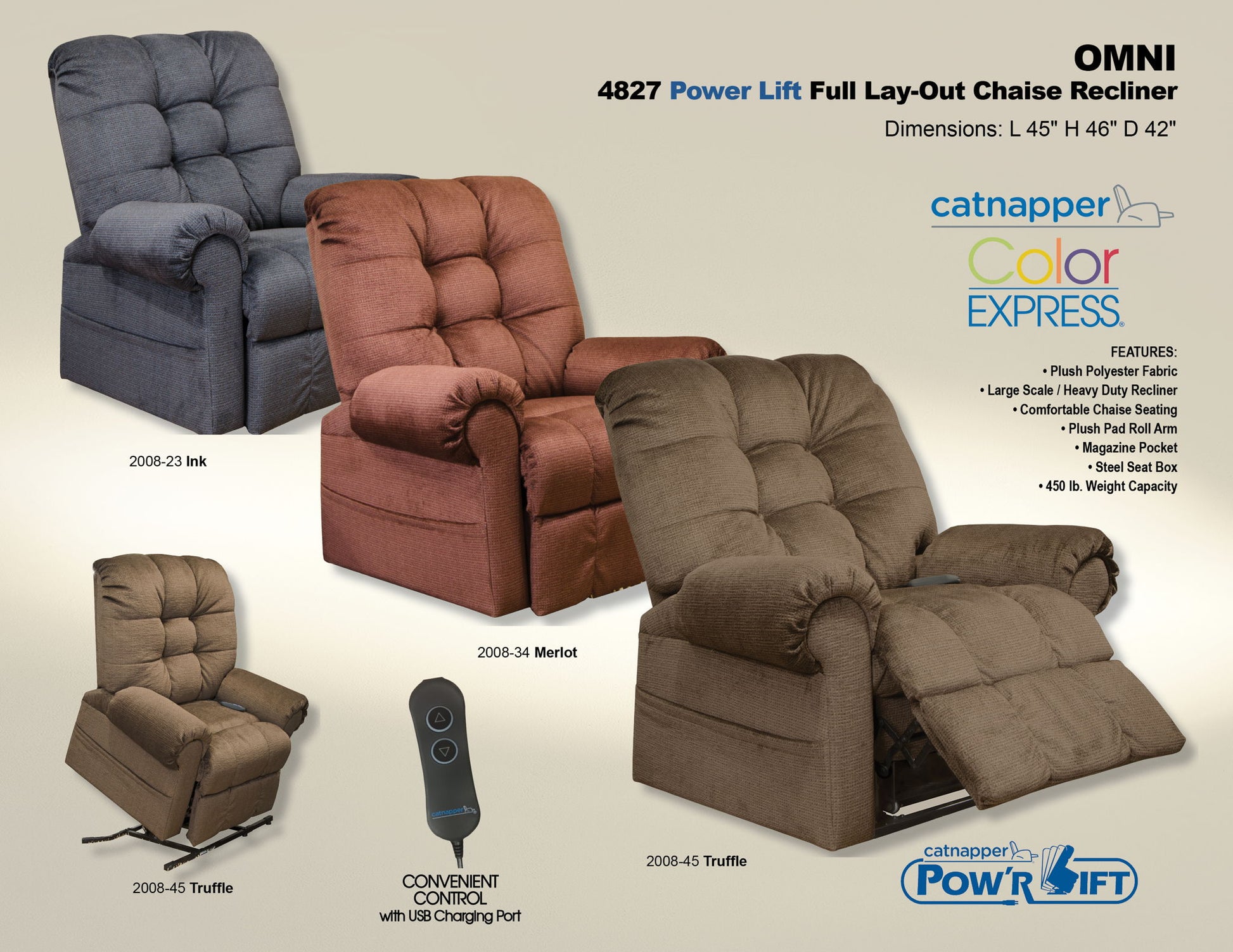 Omni - Powr Lift Chaise Recliner - Hornell Furniture Outlet
