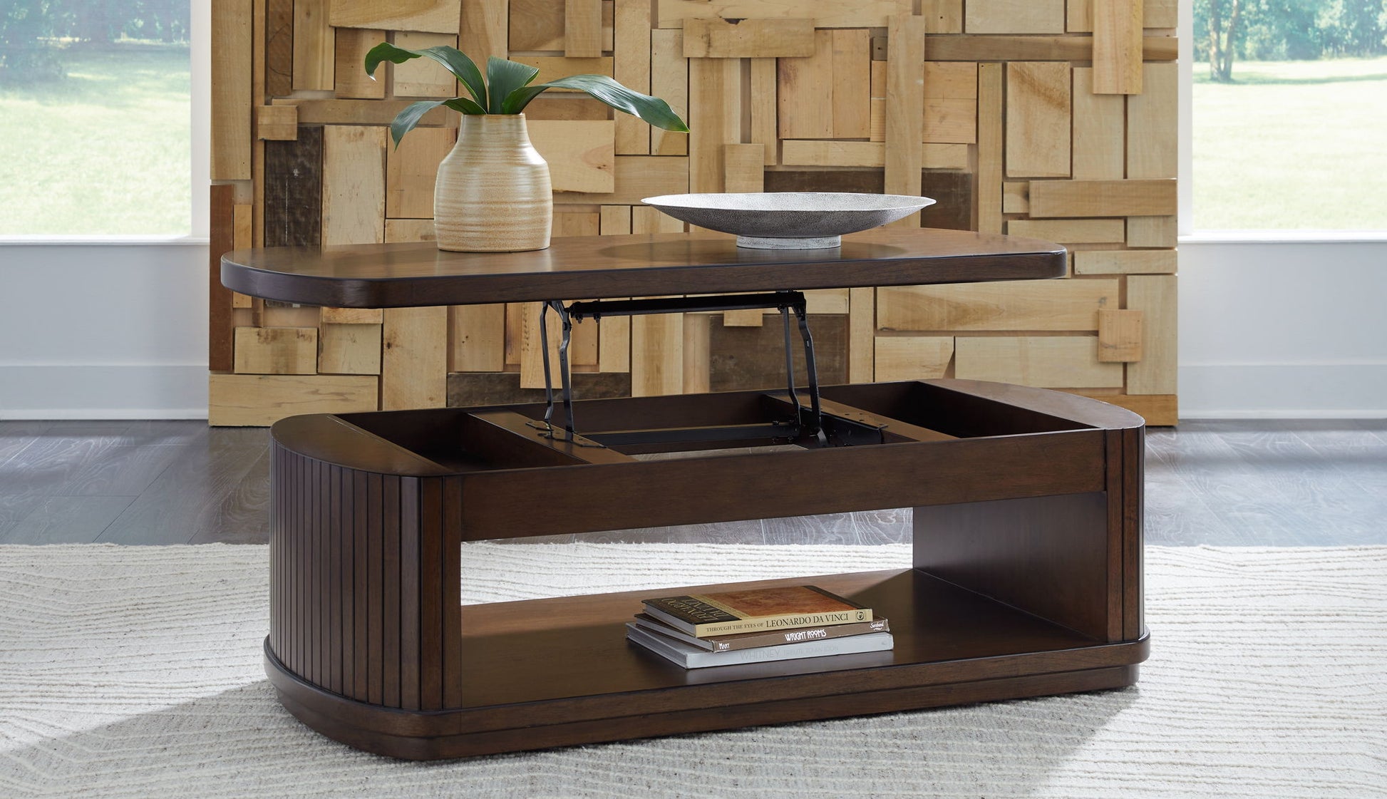 Korestone - Dark Brown - Lift Top Cocktail Table - Hornell Furniture Outlet