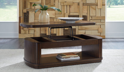 Korestone - Dark Brown - Lift Top Cocktail Table - Hornell Furniture Outlet