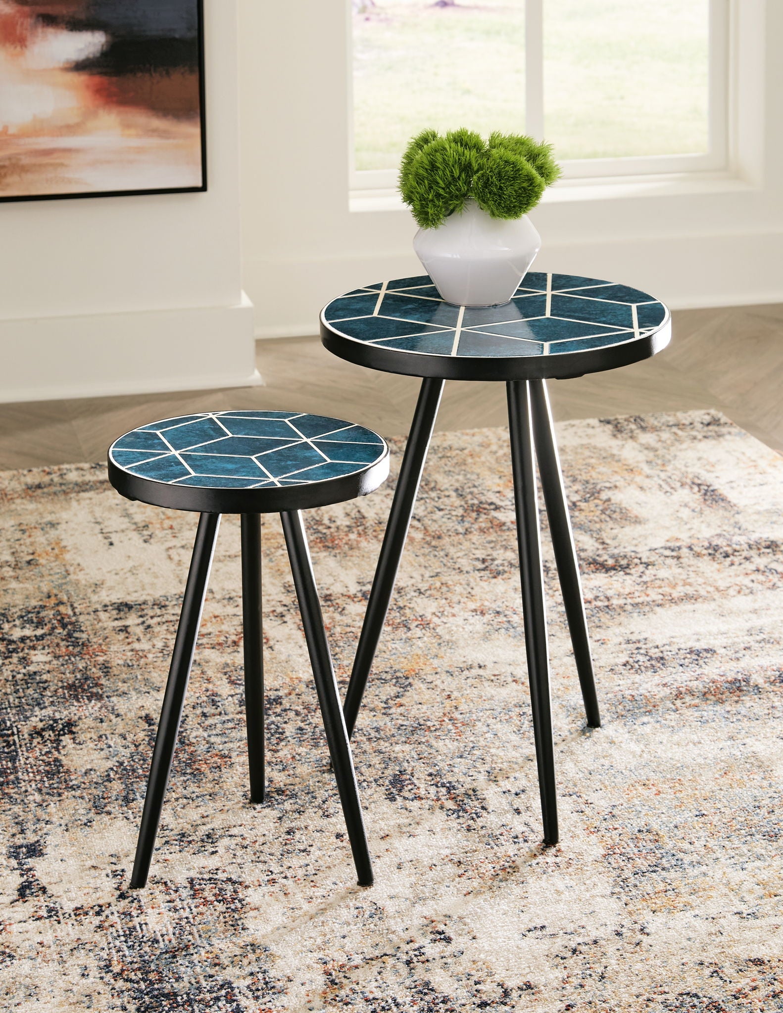 Clairbelle - Teal - Accent Table (Set of 2) - Hornell Furniture Outlet