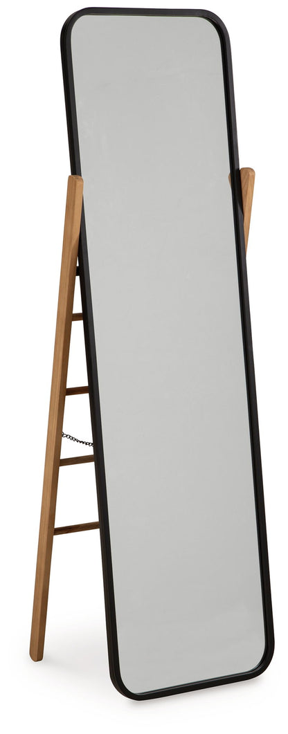 Bronick - Black / Brown - Floor Mirror - Hornell Furniture Outlet