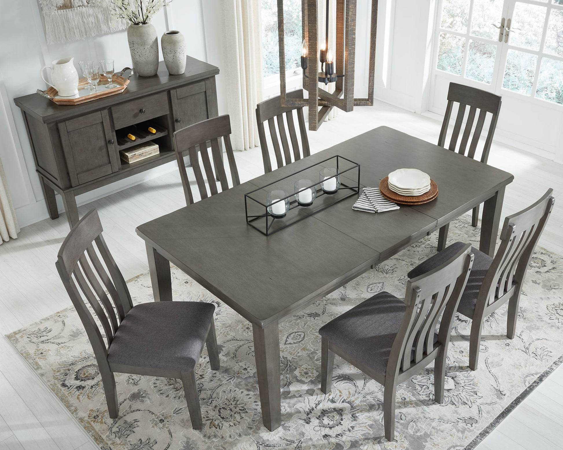 Hallanden - Gray - Rectangular Dining Room Butterfly Extension Table - Hornell Furniture Outlet