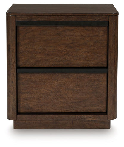 Dilenno - Dark Brown - Two Drawer Night Stand - Hornell Furniture Outlet