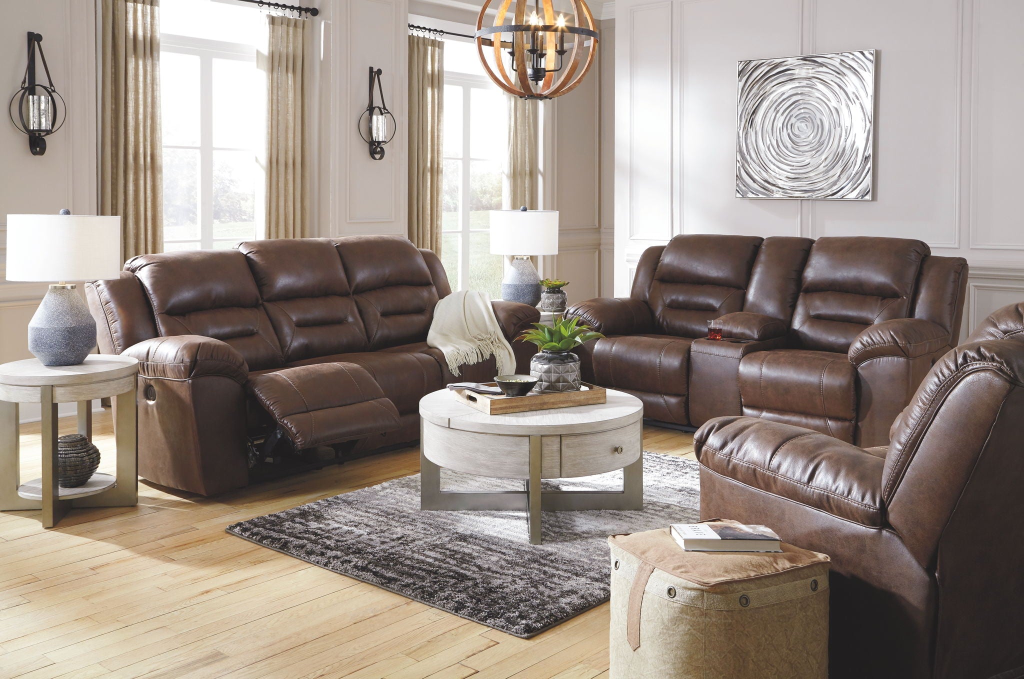 pairscassina 革オットマン Stoneland - Power Reclining Living Room Set – Hornell Furniture Outlet