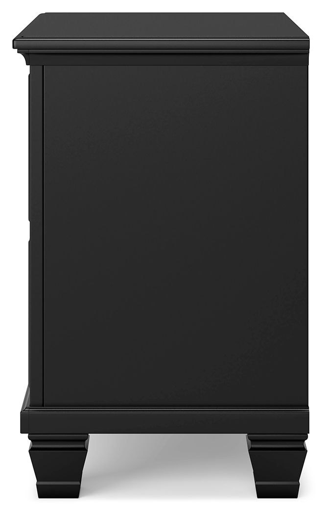 Lanolee - Black - Two Drawer Nightstand - Hornell Furniture Outlet