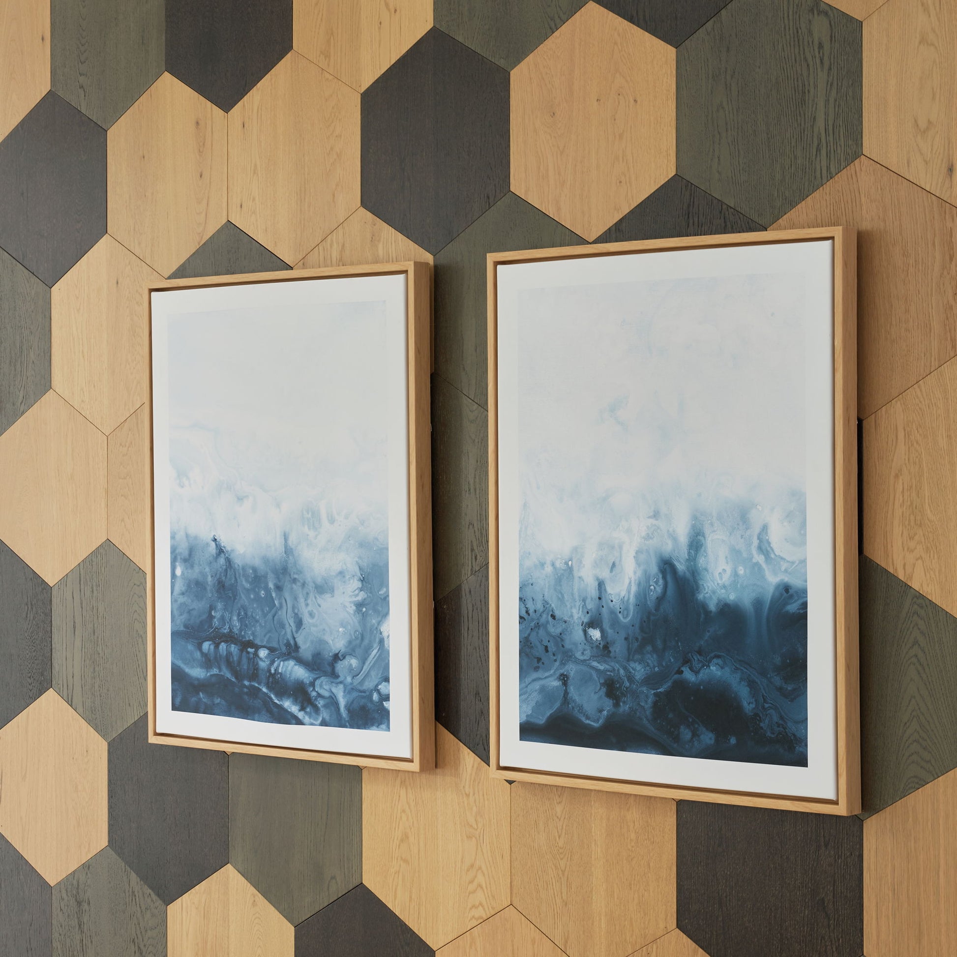 Holport - Blue / White - Wall Art Set (Set of 2) - Hornell Furniture Outlet