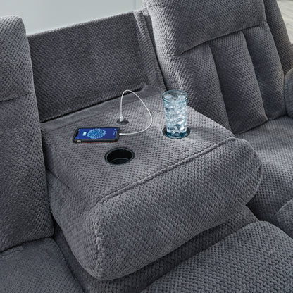 Observation - Steel - Reclining Power Sofa With Drop Down Table - Hornell Furniture Outlet
