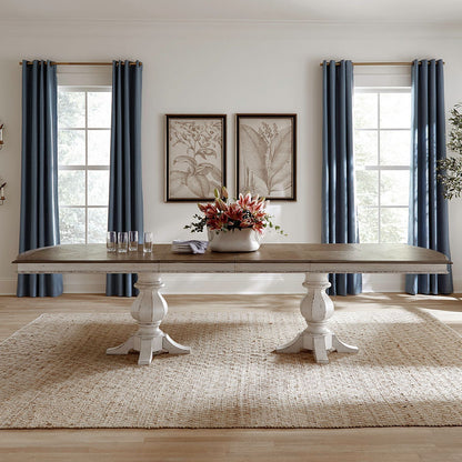 Magnolia Manor - Double Pedestal Table - White - Hornell Furniture Outlet