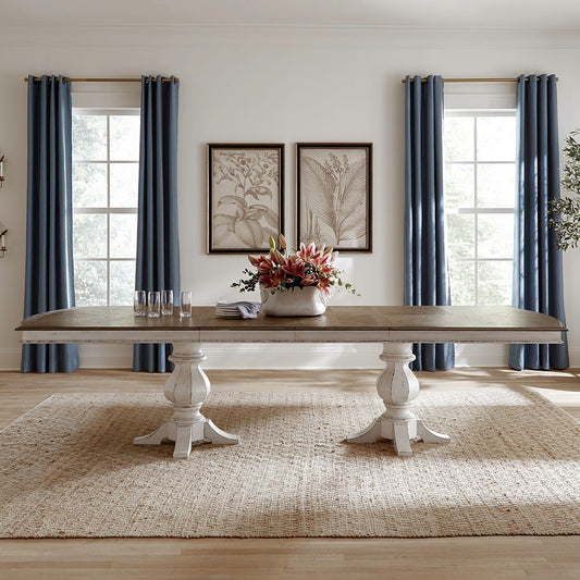 Magnolia Manor - Double Pedestal Table - White - Hornell Furniture Outlet