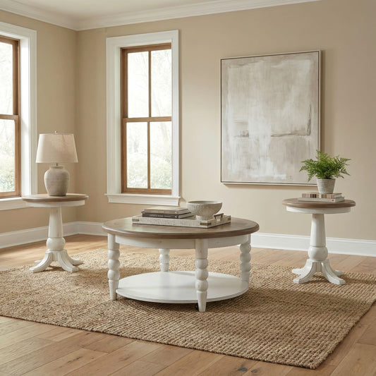 Turnberry Park - Opt 3 Piece Set (Cocktail Table And 2 End Tables) - Washed White - Hornell Furniture Outlet