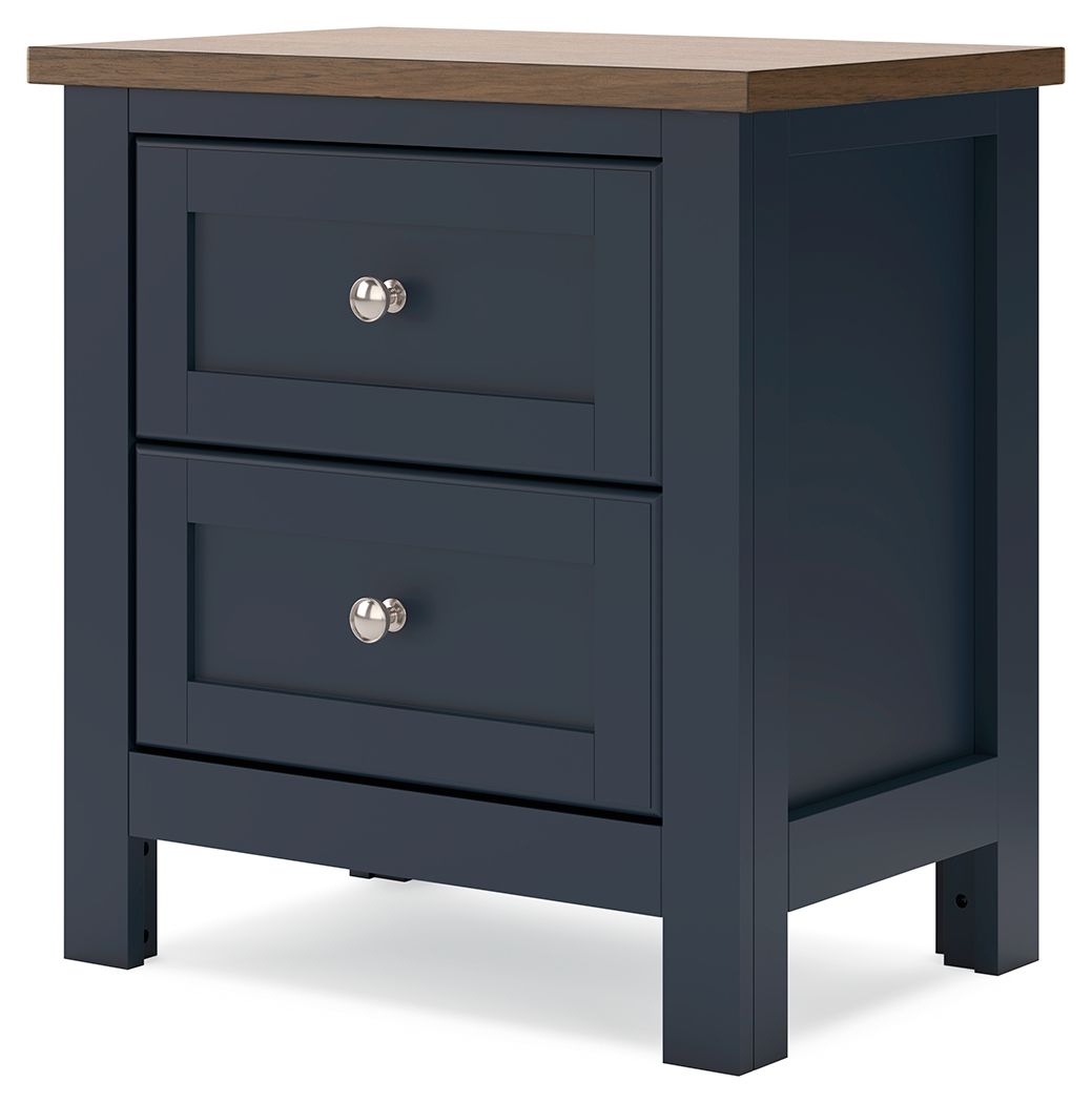 Landocken - Brown / Blue - Two Drawer Night Stand - Hornell Furniture Outlet