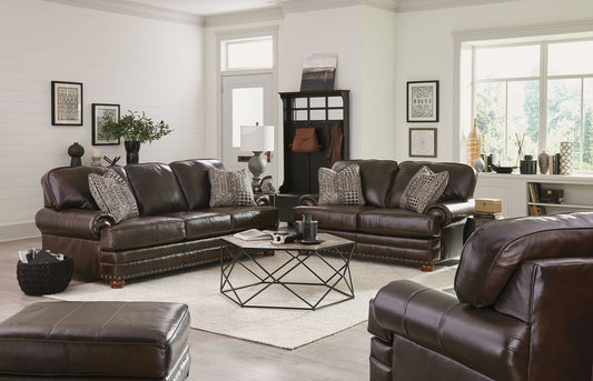 Roberto - Leather Ottoman - Cocoa - Hornell Furniture Outlet