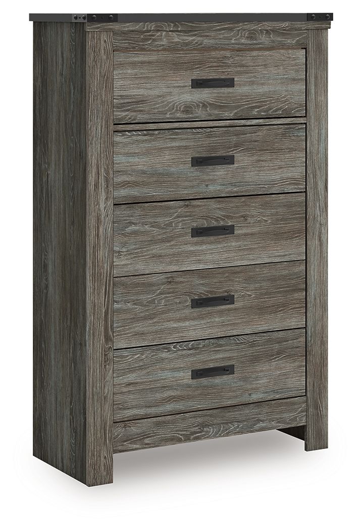 Frandern - Gray - Five Drawer Chest - Hornell Furniture Outlet