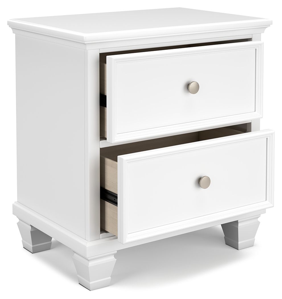 Fortman - White - Two Drawer Night Stand - Hornell Furniture Outlet