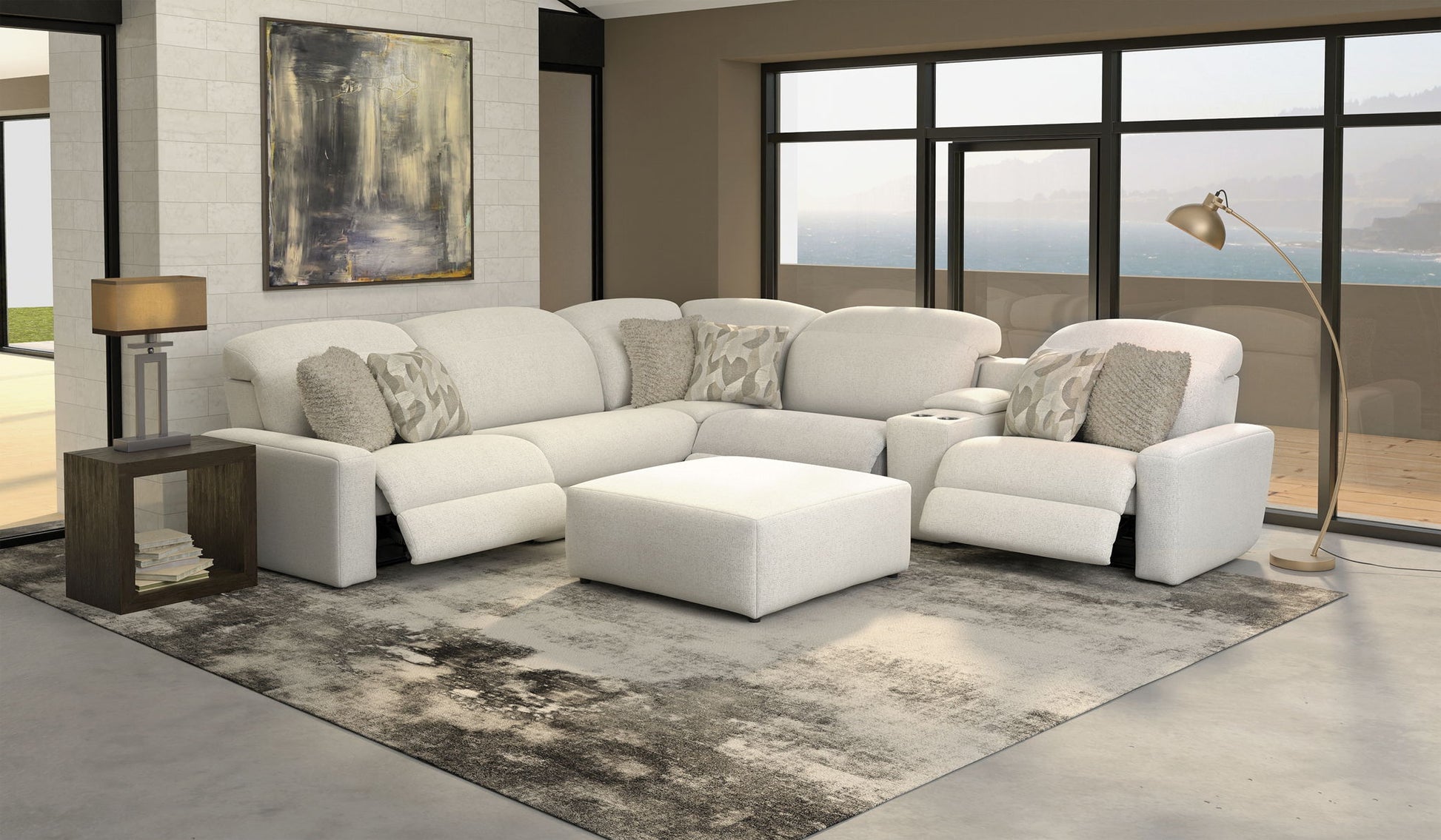 Terrence - Castered Cocktail Ottoman - Chalk - Hornell Furniture Outlet
