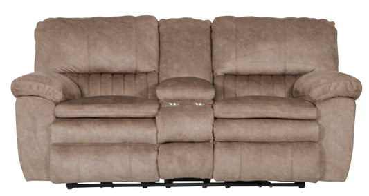 Reyes - Lay Flat Reclining Console Loveseat With Storage & Cupholders - Hornell Furniture Outlet