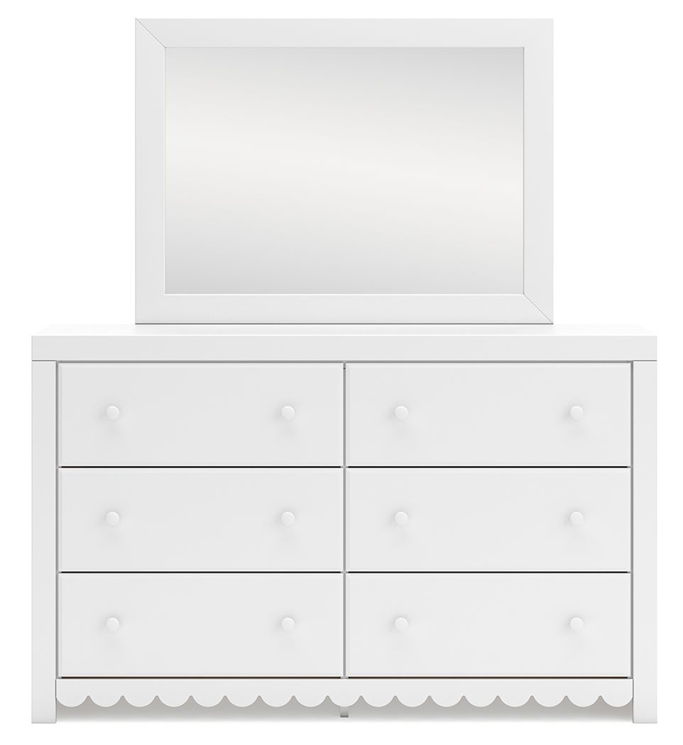 Mollviney - White - Dresser And Mirror - Hornell Furniture Outlet