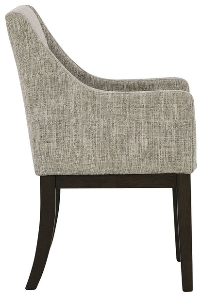 Burkhaus - Beige / Dark Brown - Dining UPH Arm Chair (Set of 2) - Hornell Furniture Outlet