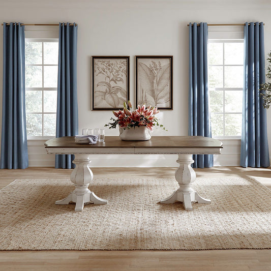 Magnolia Manor - Double Pedestal Table - White - Hornell Furniture Outlet