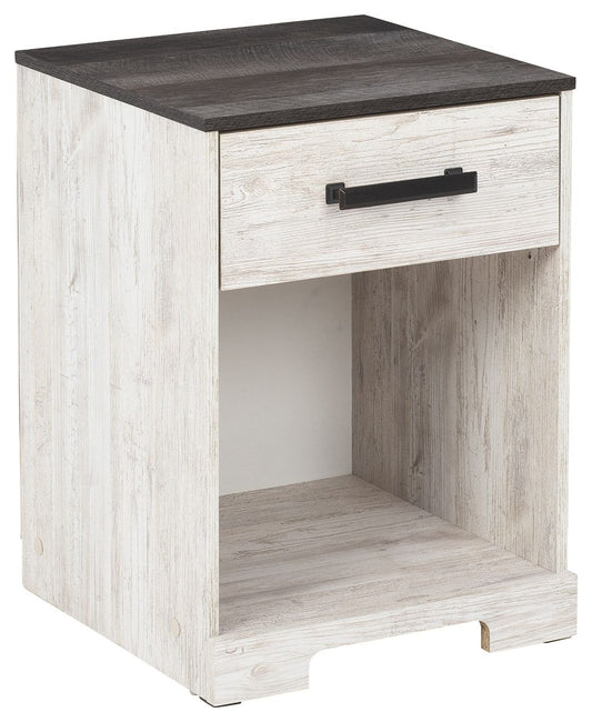 Shawburn - Whitewash / Charcoal Gray - One Drawer Night Stand - Hornell Furniture Outlet