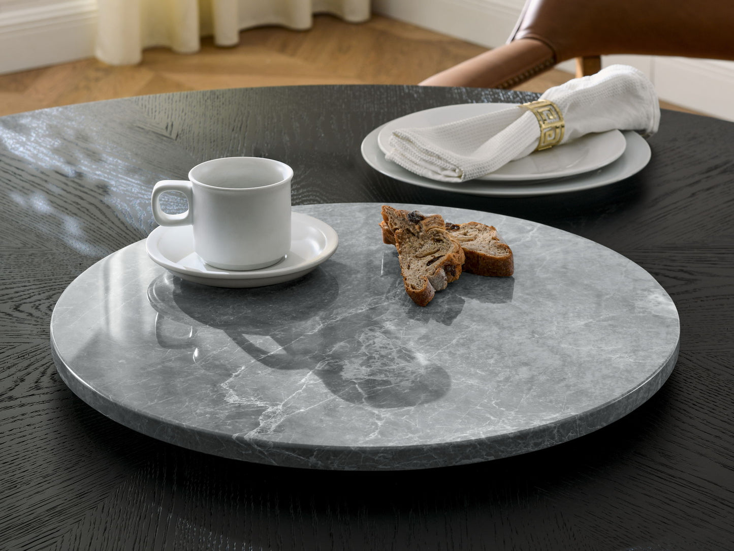 Kaza - Marble Lazy Susan - Gray - Hornell Furniture Outlet