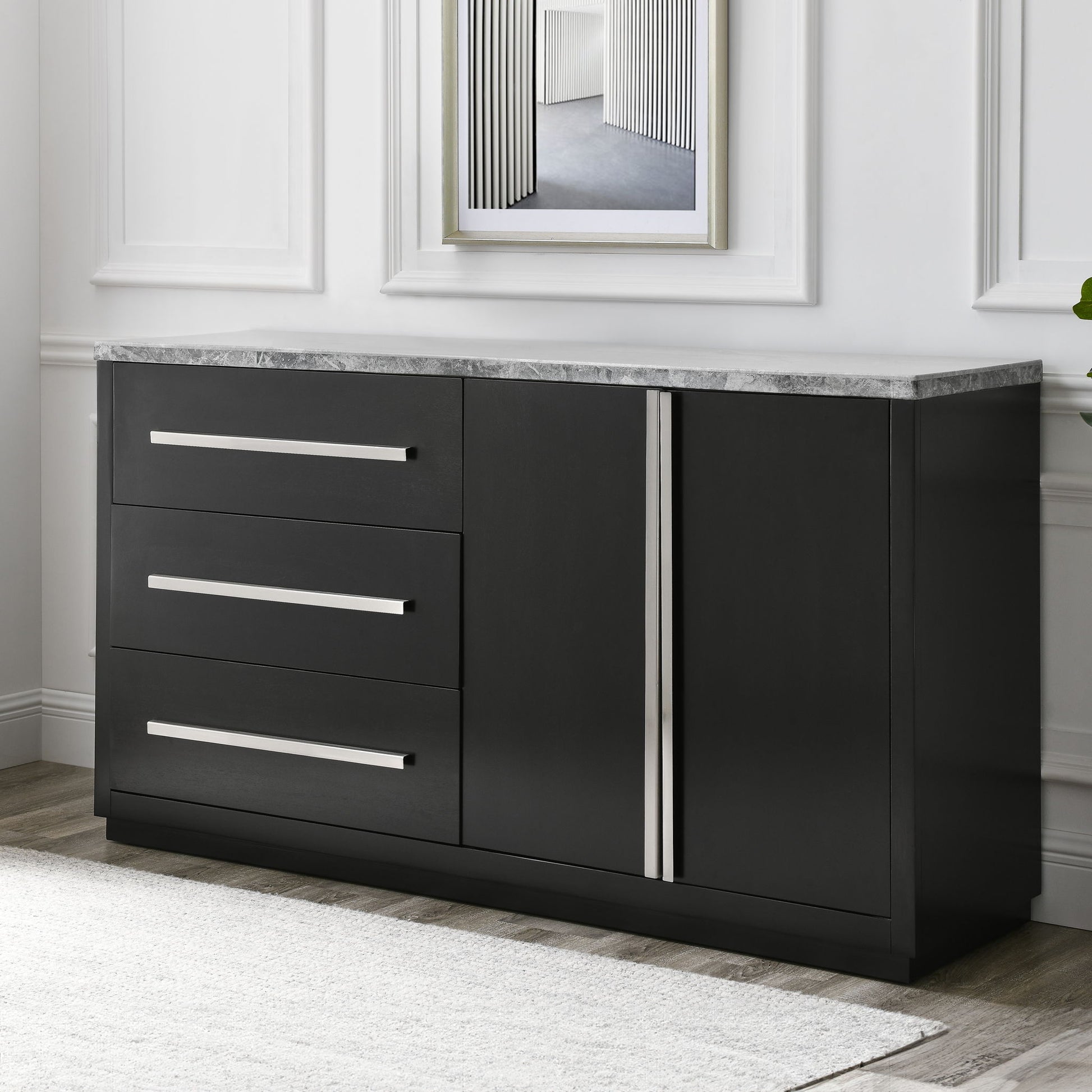 Camila - Gray Marble Top Server - Dark Gray - Hornell Furniture Outlet