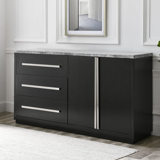 Camila - Gray Marble Top Server - Dark Gray - Hornell Furniture Outlet