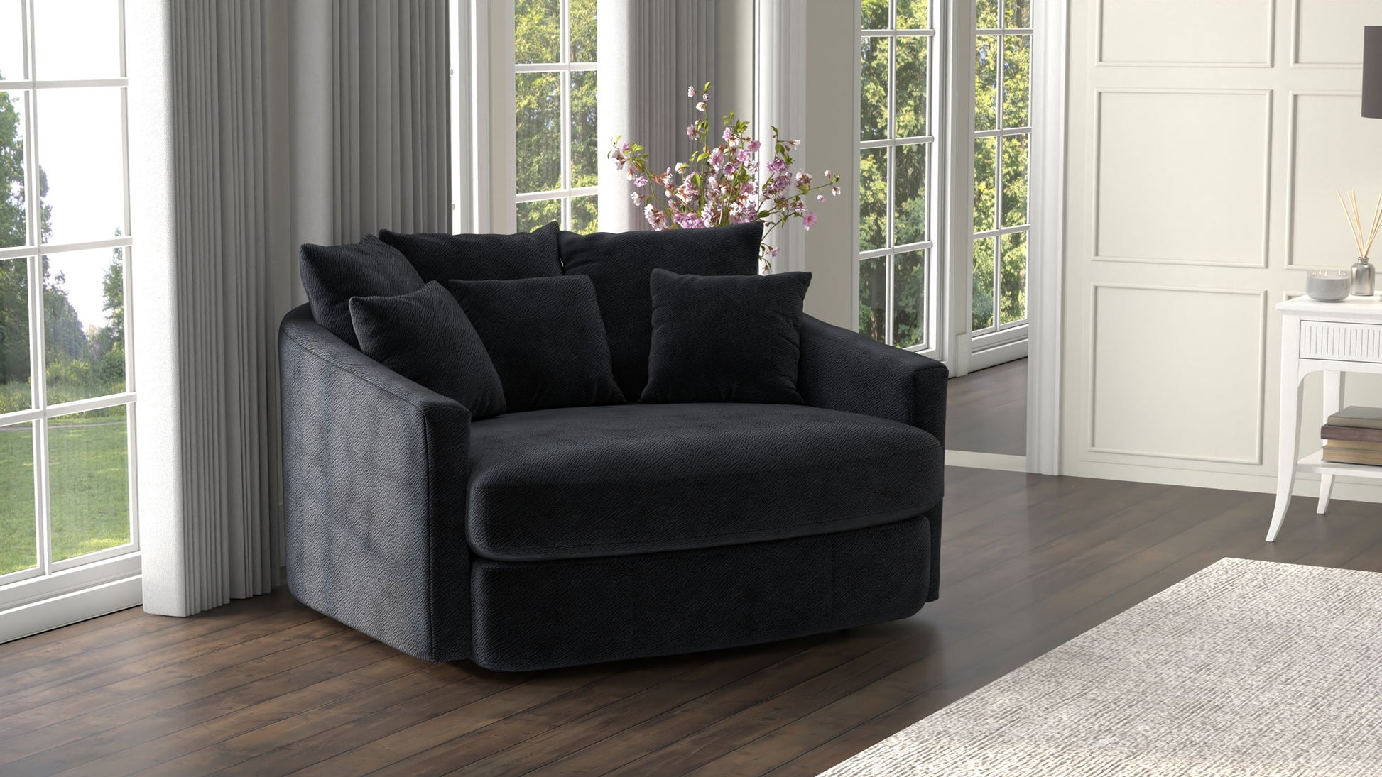 Matty - Round Accent Cuddle Chaise - Hornell Furniture Outlet