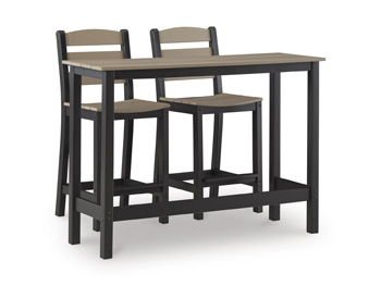 Shoreline Beach - Outdoor Counter Table And 2 Barstools (Set of 3) - Black / Beige - Hornell Furniture Outlet