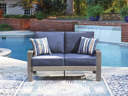 Half Moon Beach - Loveseat With Cushion - Blue / Gray - Hornell Furniture Outlet