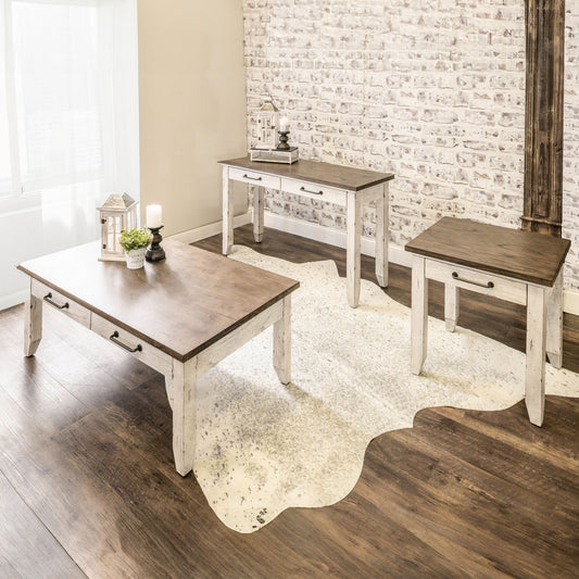 Bear Creek - 3 Piece Table Set (Sofa, End, Coffee Table) - White - Hornell Furniture Outlet