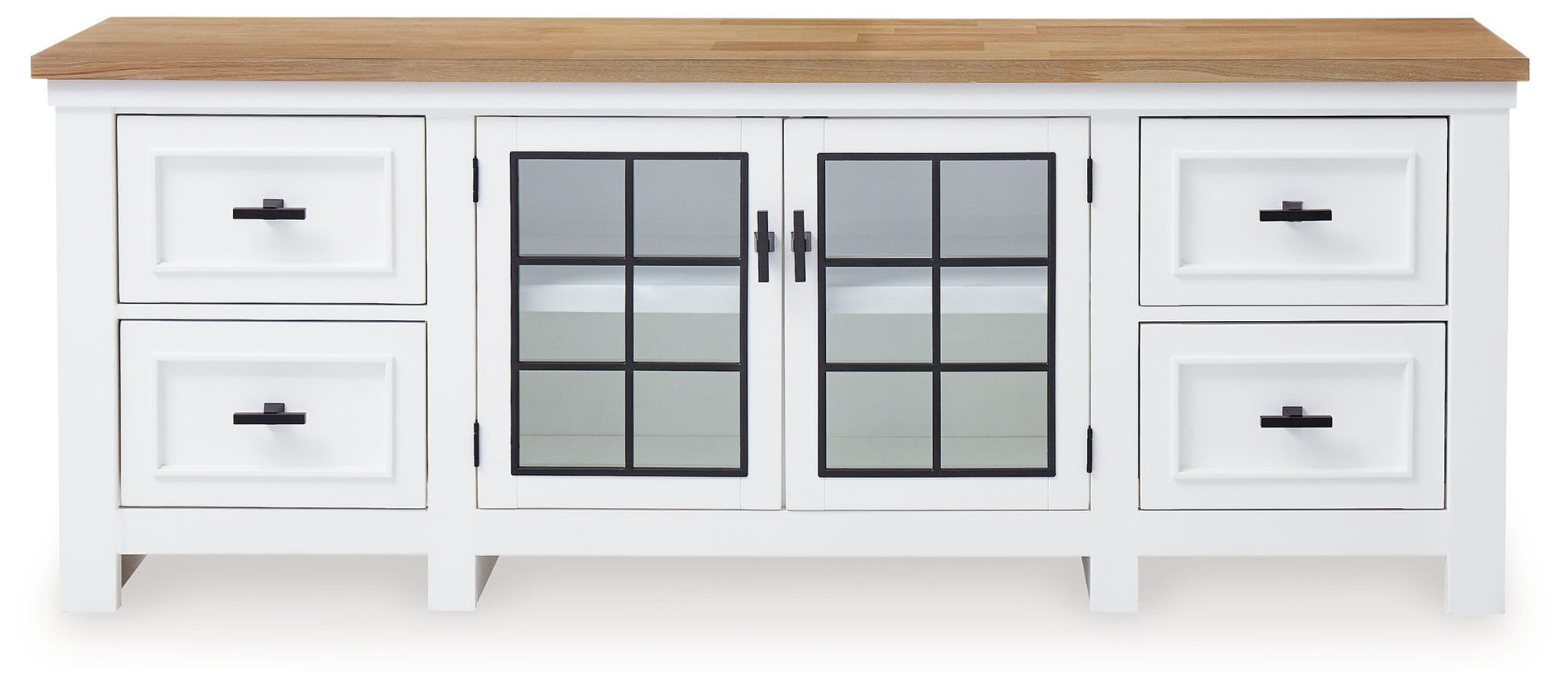 Ashbryn - White / Natural - Extra Large TV Stand - Hornell Furniture Outlet